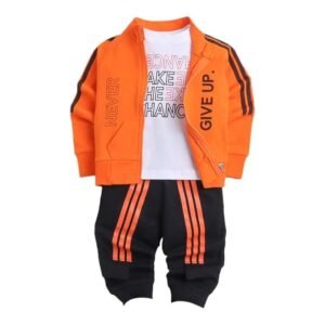 Hopscotch Baby Boys Cotton Printed T-shirt, Jacket and Jogger Set