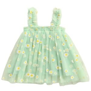 TotzTouch Baby Girls Dress | Frock Cami Strap Flared Printed Net Sleeveless Gown 3 Set