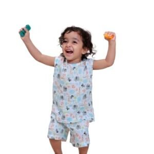Organic Cotton Half Sleeve Top and Shorts Set | Night Suit for Boys & Girls | Sleepwear Kids Products | Night Wear Rompers | Full Cover Dress