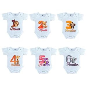 Monthly Milestone Birthday Dress Romper bodysuit Onesie for Baby Boy Girl and Newborn