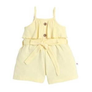 BUMZEE Baby Girls Cotton Sleeveless Above Knee Jumpsuit With Belt