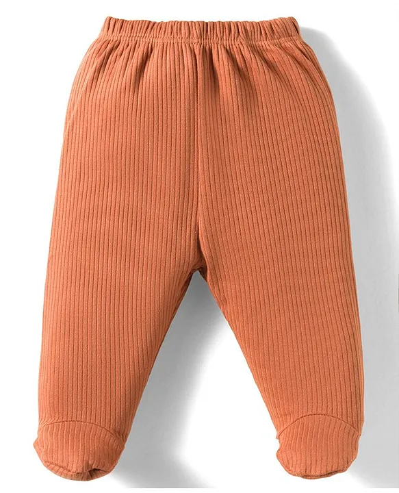 Simply Interlock Knit Full Sleeves Footed Night Suit With Smiley Print - Bronze - Image 5